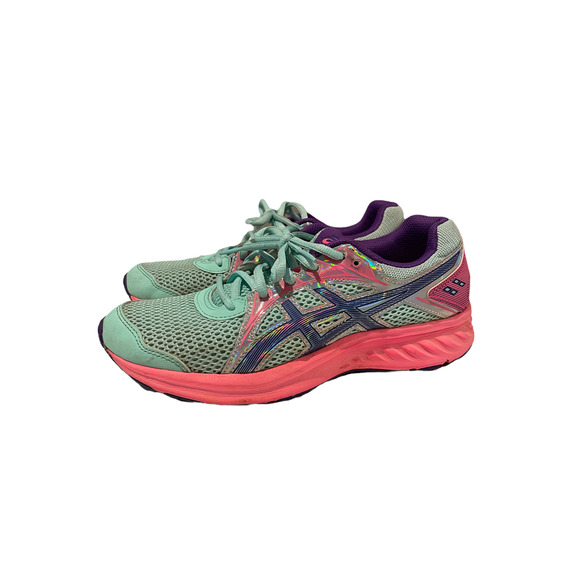 Asics Girls Jolt 2 1014A185 Size 6.5 Green Pink Running Shoes - Picture 2 of 9